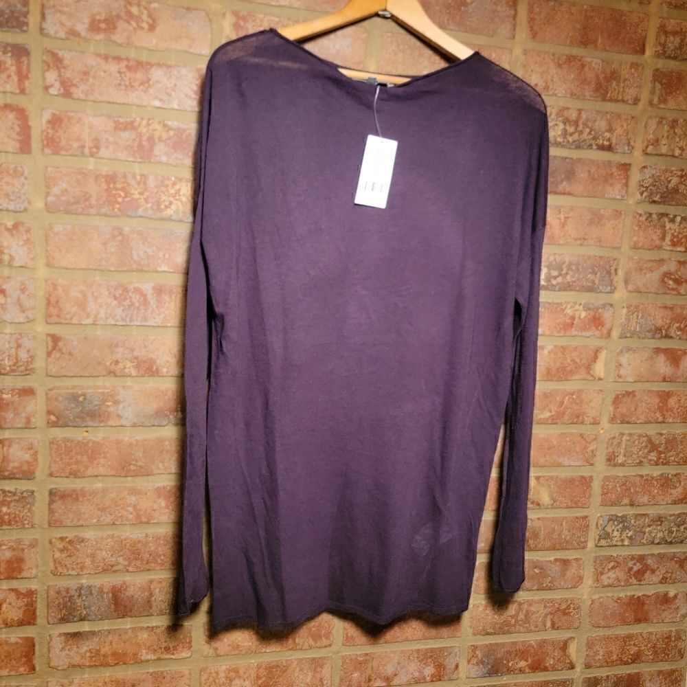 Vince Wool Blend Boatneck Sweater Dark Purple NWT